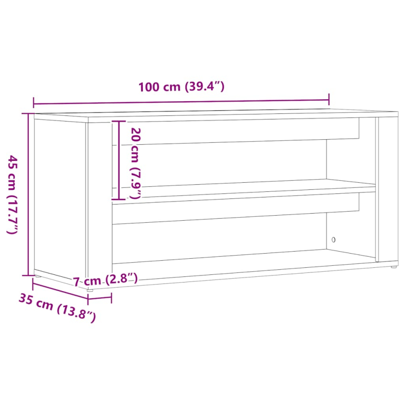 Schuhbank Schwarze Eiche 100 x 35 x 45 cm Holzwerkstoff