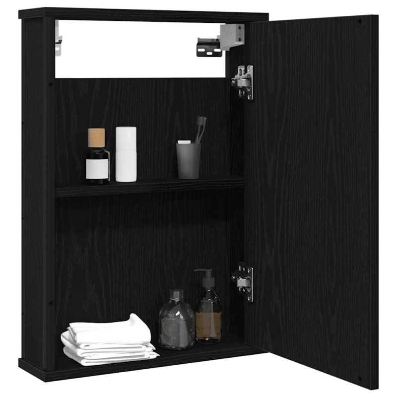 Bad-Spiegelschrank Schwarz Eiche-Optik 42x12x60cm Holzwerkstoff