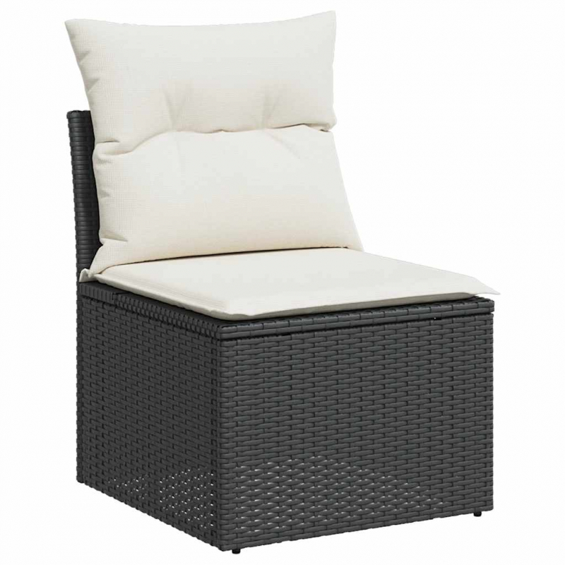 2-tlg. Garten-Sofagarnitur mit Kissen Schwarz Poly Rattan