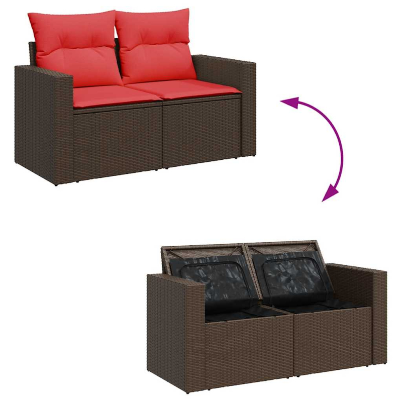 4-tlg. Garten-Sofagarnitur mit Kissen Braun Poly Rattan