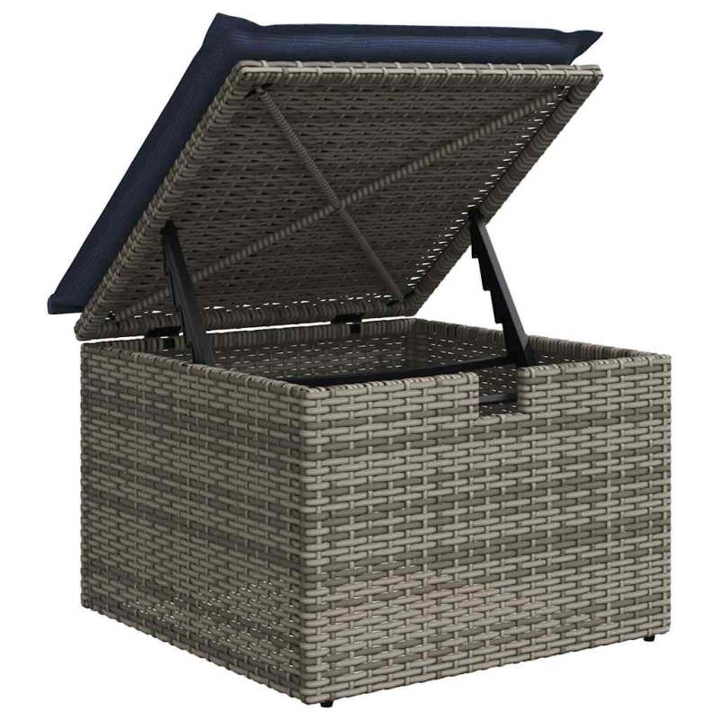 6-tlg. Garten-Sofagarnitur mit Kissen Grau Poly Rattan
