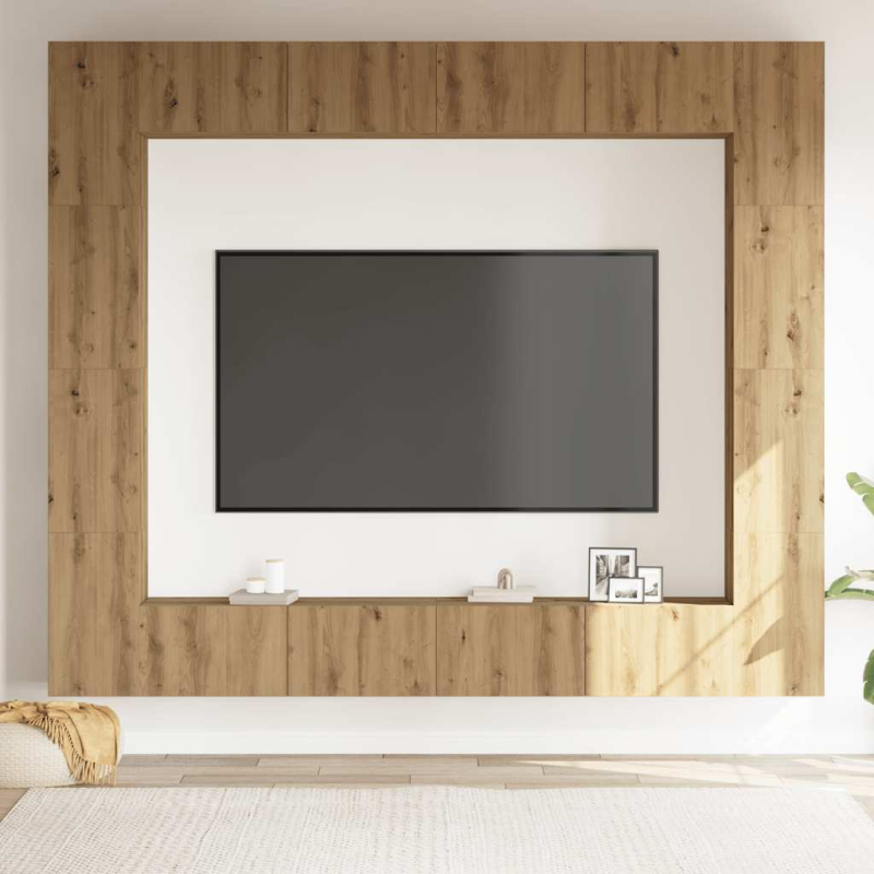 8-tlg. TV-Schrank-Set Wandmontage Artisan-Eiche Holzwerkstoff