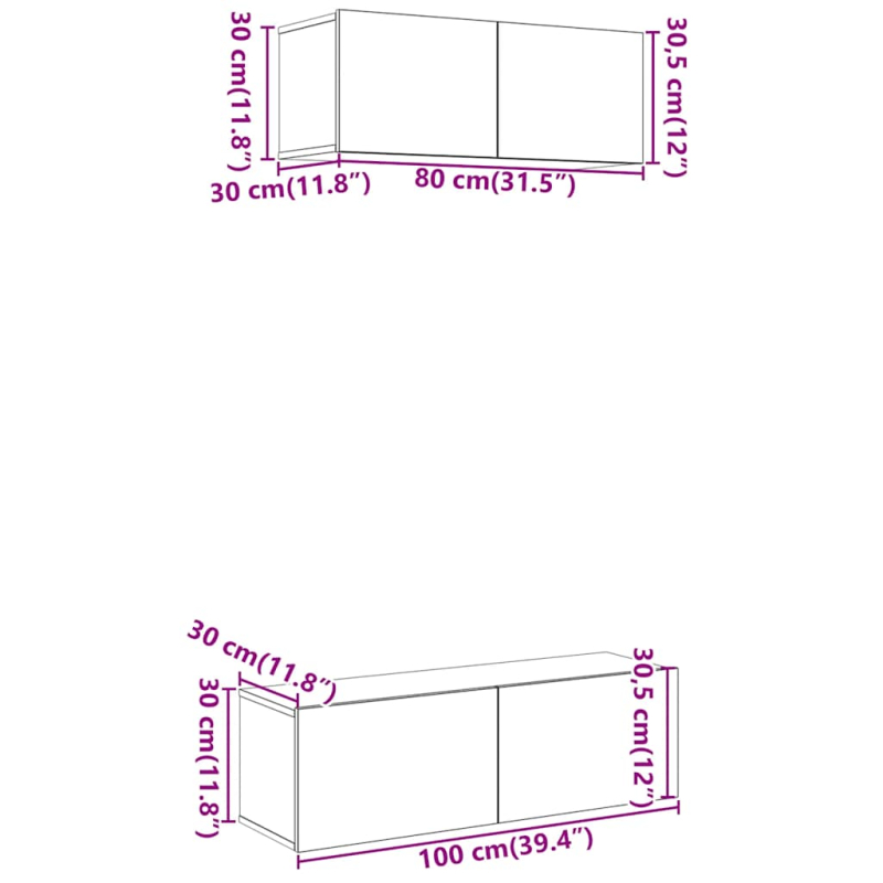 2-tlg. TV-Schrank-Set Wandmontage Artisan-Eiche Holzwerkstoff