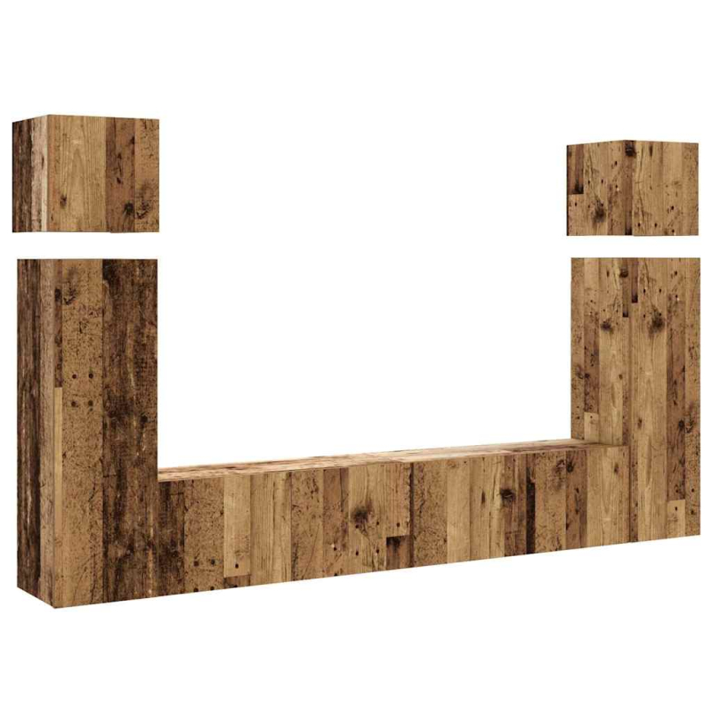 8-tlg. TV-Schrank-Set Wandmontage Altholz-Optik Holzwerkstoff