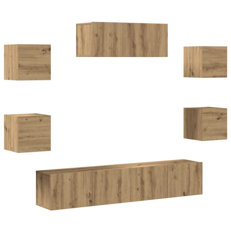 7-teiliges TV-Schrank-Set Wandmontage Artisan Eiche