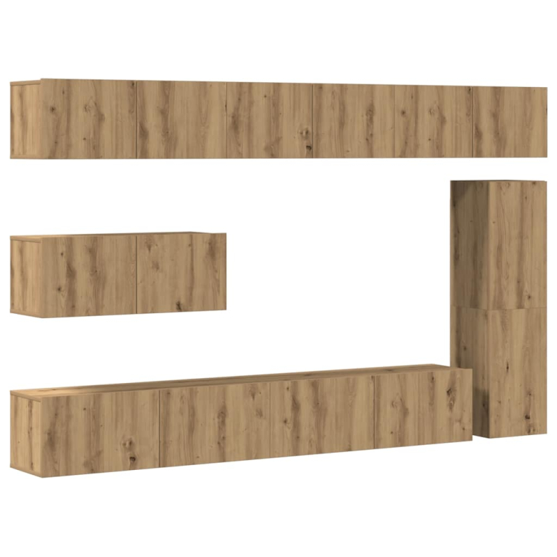 7-tlg. TV-Schrank-Set Wandmontage Artisan-Eiche Holzwerkstoff