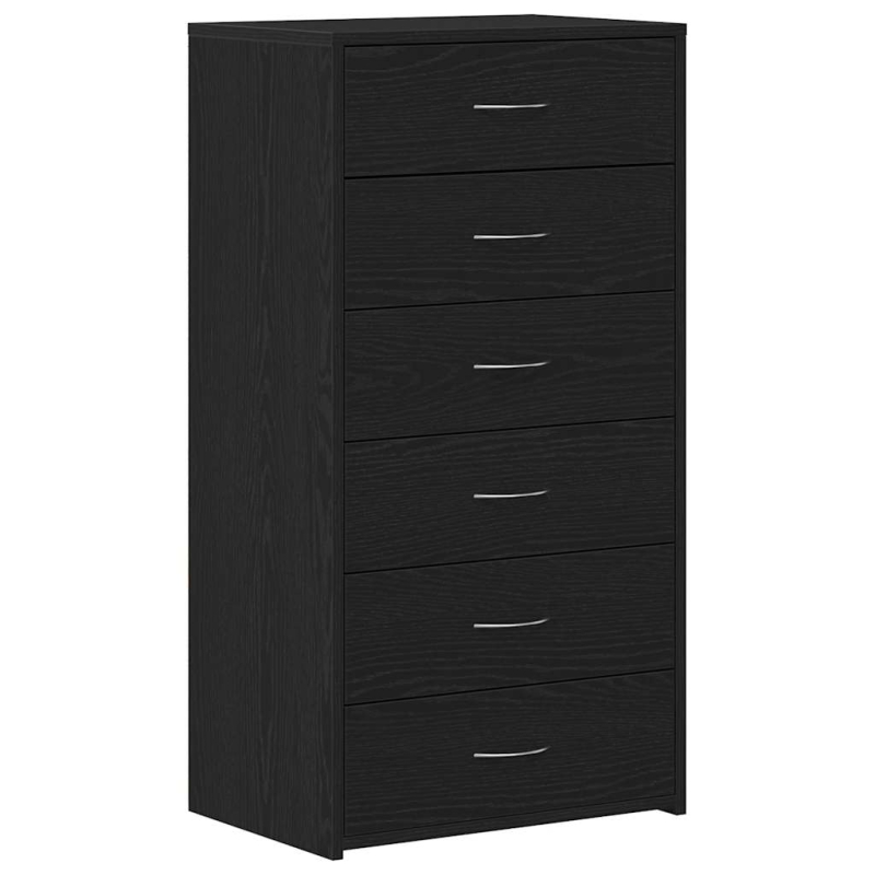 Sideboard mit 6 Schubladen Schwarz Eichen-Optik 50x34x96 cm