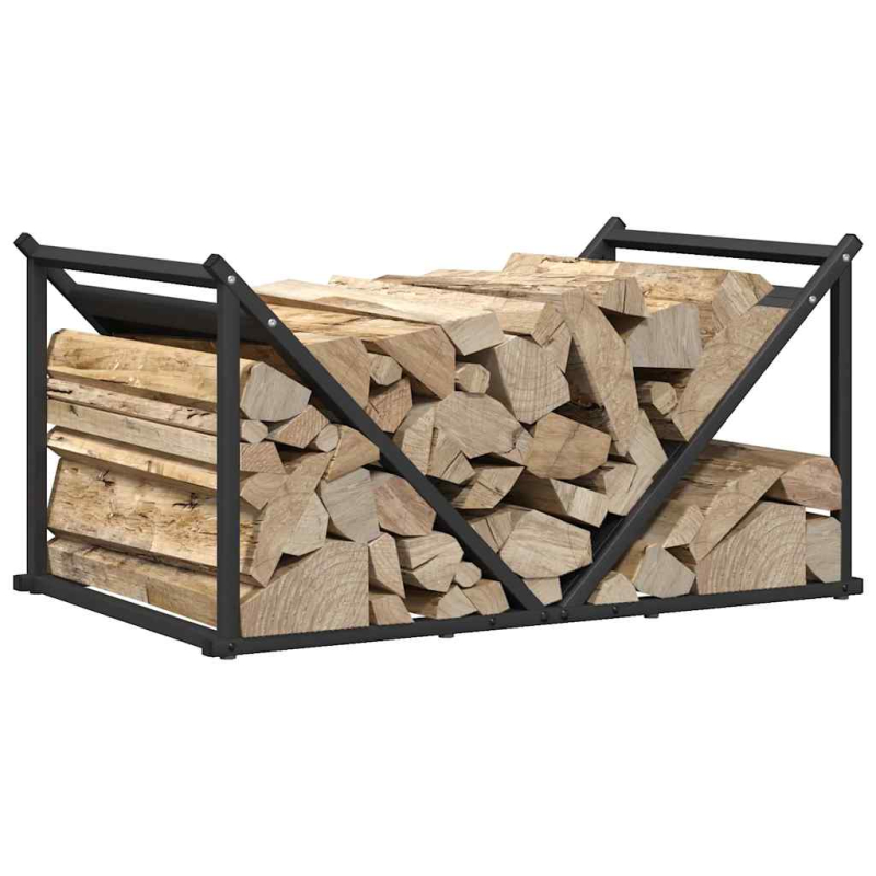 Brennholzregal Schwarz 70x43x34,5 cm Kaltgewalzter Stahl