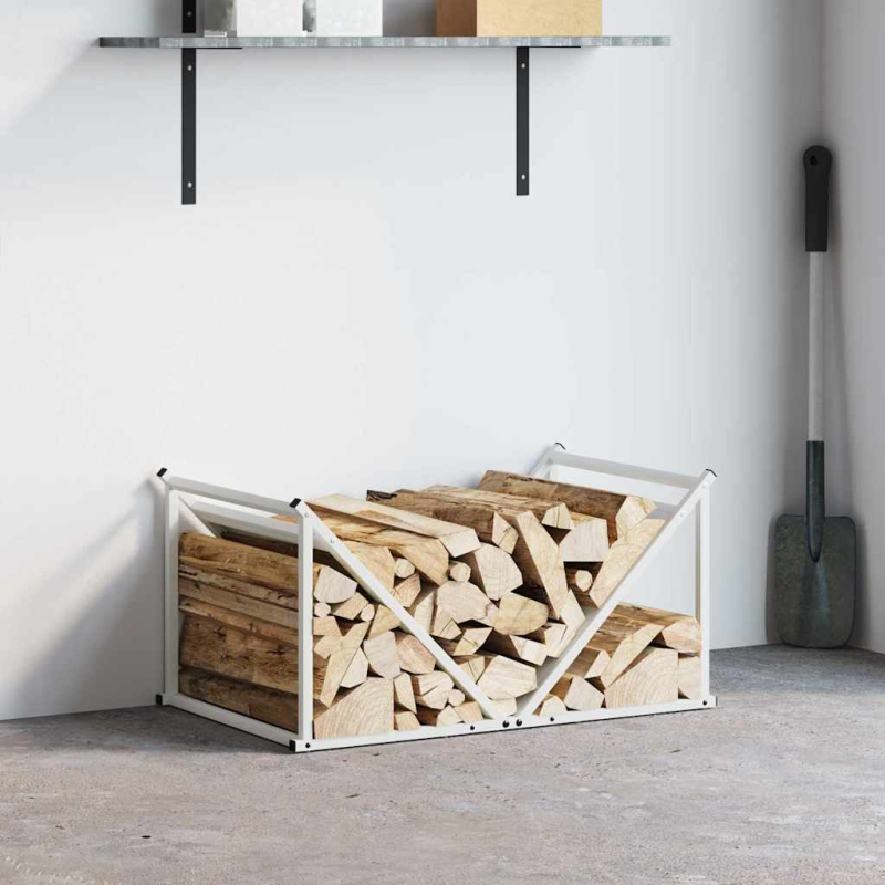 Brennholzregal Weiß 70x43x34,5 cm Kaltgewalzter Stahl