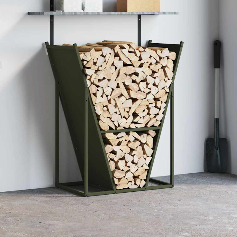 Brennholzregal Olivgrün 69,5x35x81 cm Kaltgewalzter Stahl