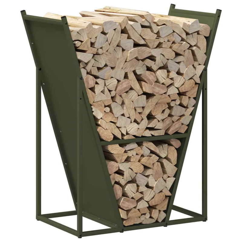 Brennholzregal Olivgrün 69,5x35x81 cm Kaltgewalzter Stahl