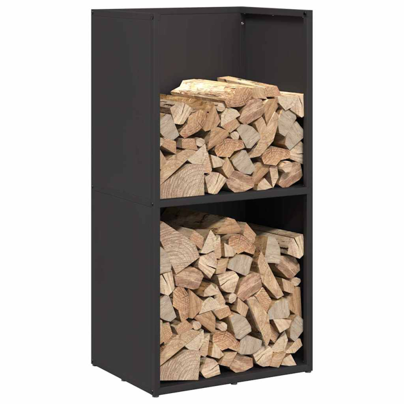 Brennholzregal Schwarz 40x30x80 cm Kaltgewalzter Stahl