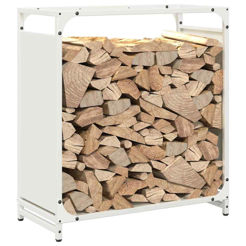 Brennholzregal Weiß 60x28x65 cm Kaltgewalzter Stahl