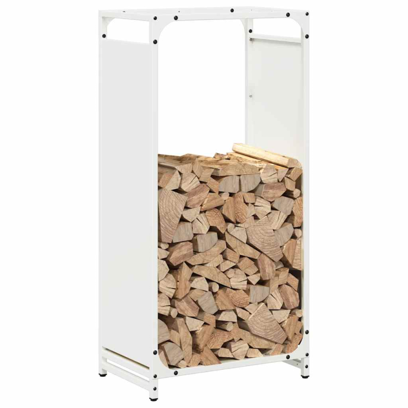 Brennholzregal Weiß 44x28x90 cm Kaltgewalzter Stahl