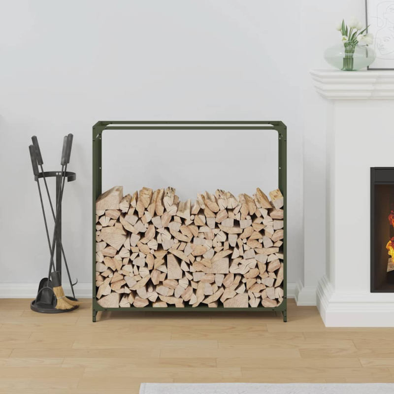 Brennholzregal Olivgrün 90x28x90 cm Kaltgewalzter Stahl