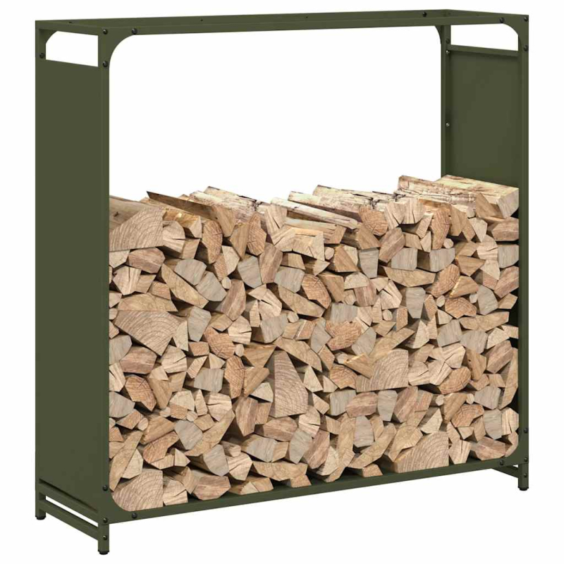 Brennholzregal Olivgrün 90x28x90 cm Kaltgewalzter Stahl