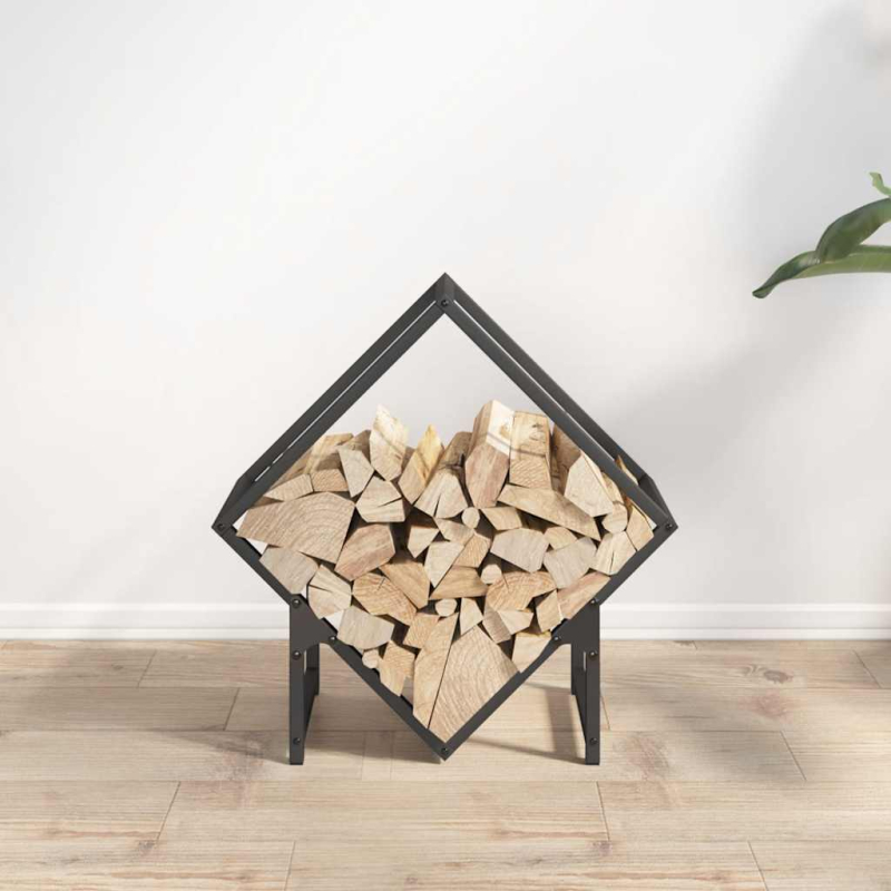 Brennholzregal Schwarz 50x25x50 cm Kaltgewalzter Stahl