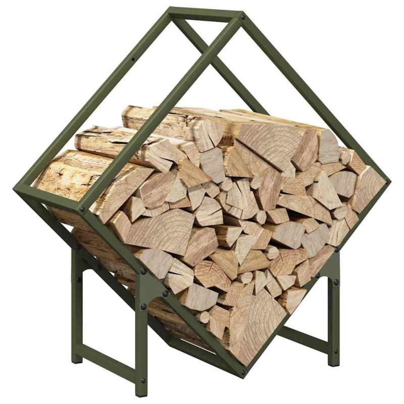 Brennholzregal Olivgrün 60x25x60 cm Kaltgewalzter Stahl