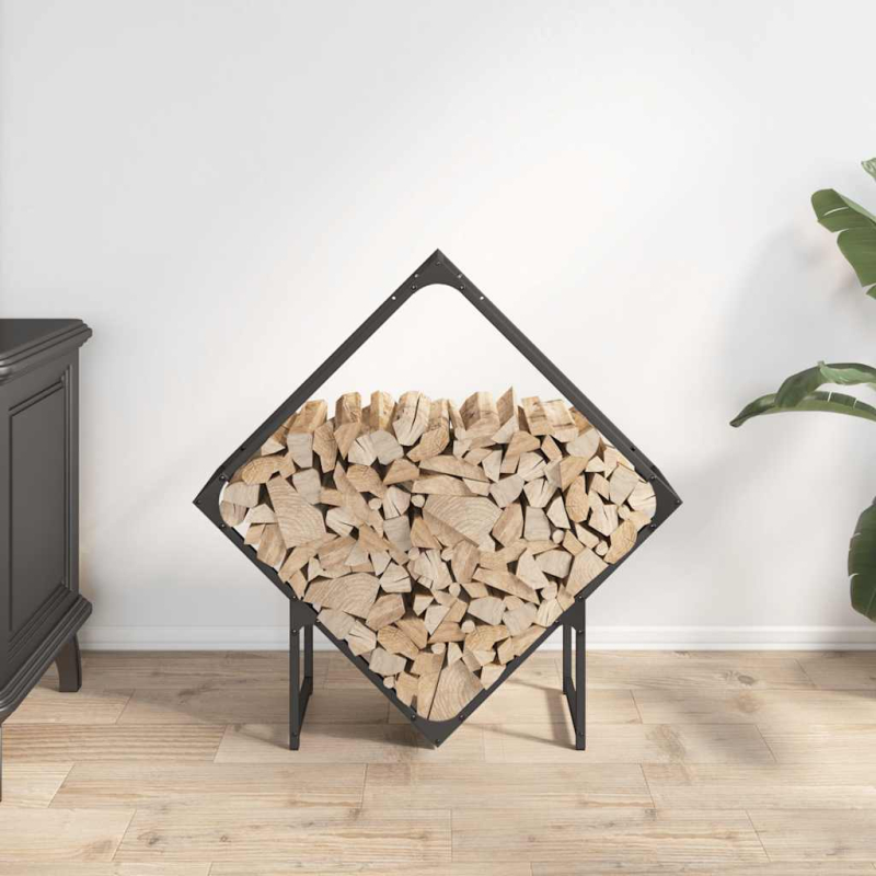 Brennholzregal Schwarz 80x25x80 cm Kaltgewalzter Stahl