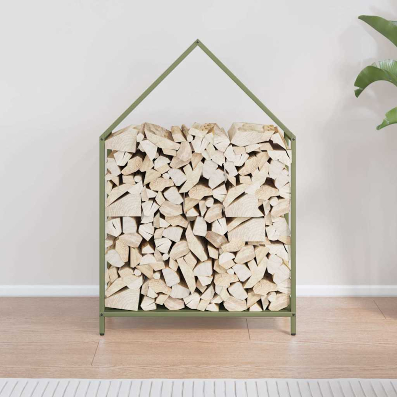 Brennholzregal Olivgrün 60x25x90 cm Kaltgewalzter Stahl