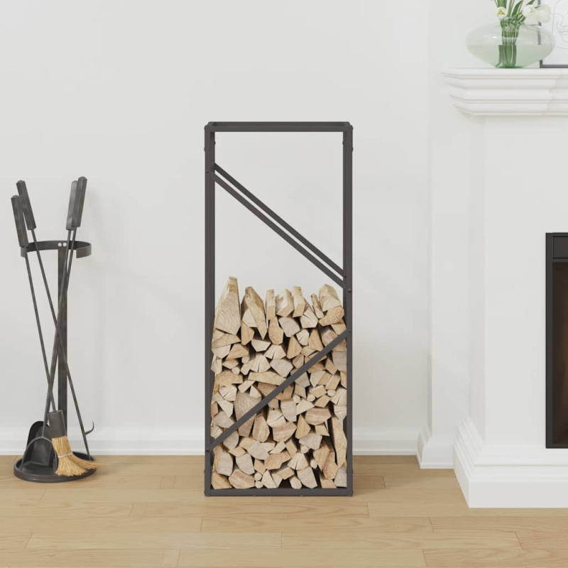 Brennholzregal Schwarz 40x25x100 cm Kaltgewalzter Stahl