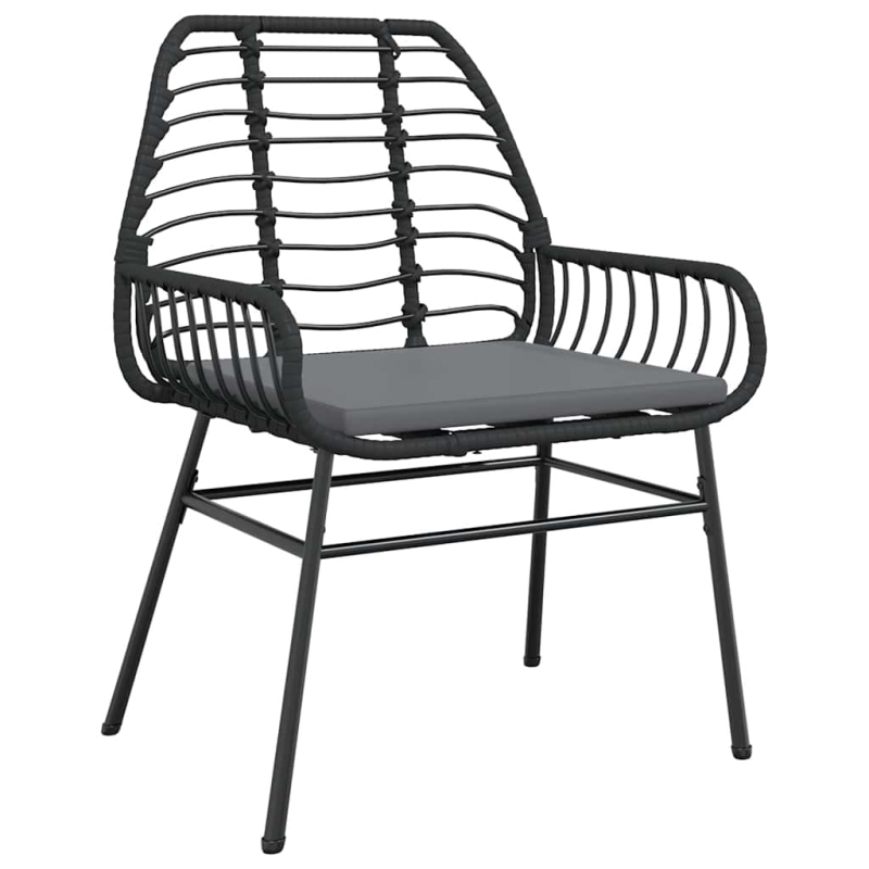 7-tlg. Garten-Essgruppe mit Kissen Schwarz Poly Rattan Glas