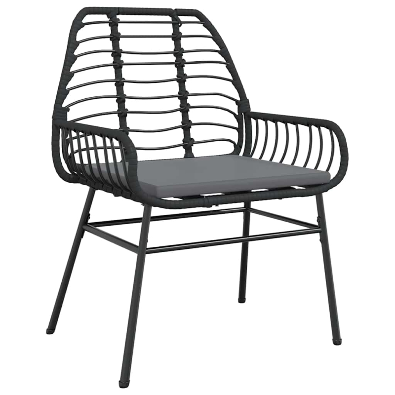 7-tlg. Garten-Essgruppe mit Kissen Schwarz Poly Rattan Glas