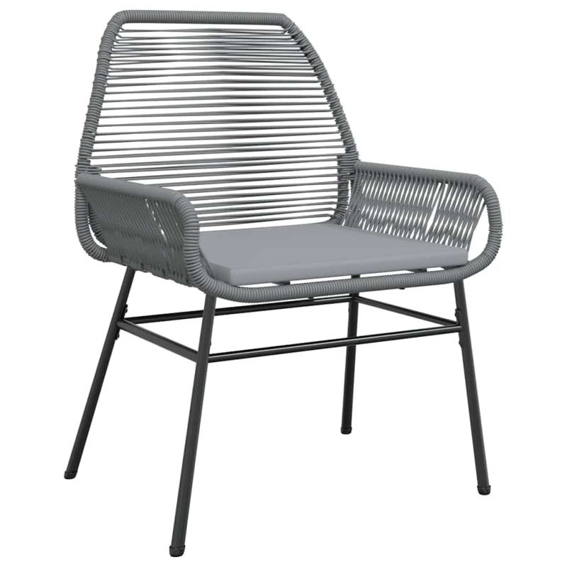 7-tlg. Garten-Essgruppe mit Kissen Grau Poly Rattan Glas