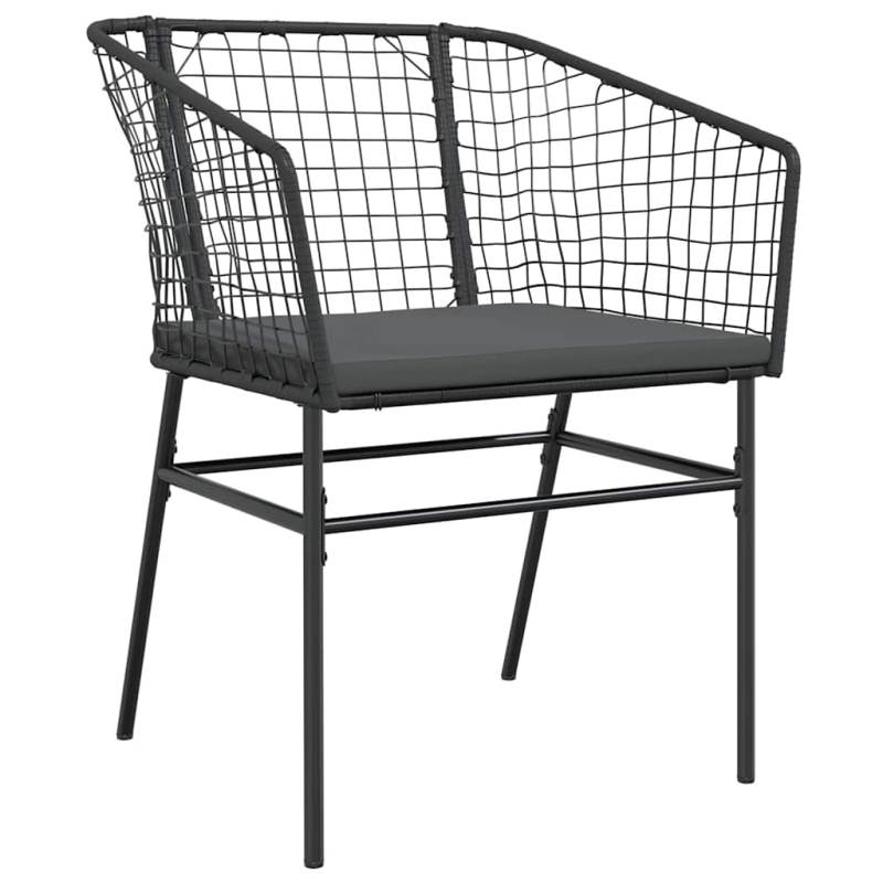 7-tlg. Garten-Essgruppe mit Kissen Schwarz Poly Rattan Glas