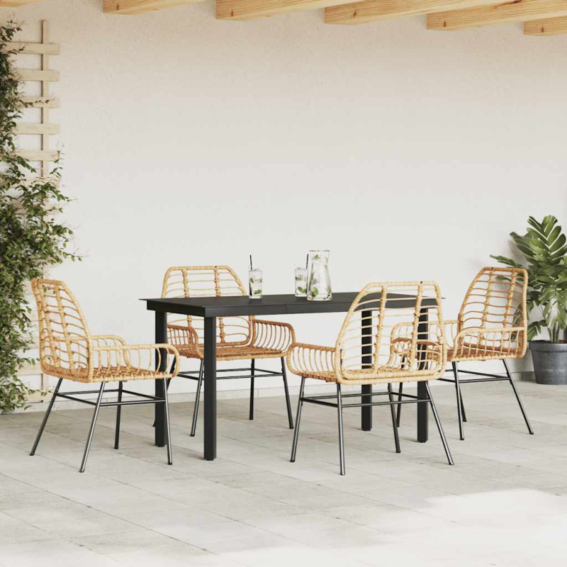 5-teiliges Garten-Esszimmerset Braunes Polyrattanglas