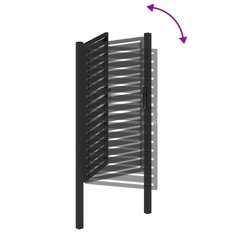 Gartentor Abschließbar Schwarz 100x150 cm Aluminium