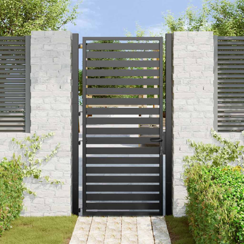 Gartentor Abschließbar Schwarz 100x180 cm Aluminium