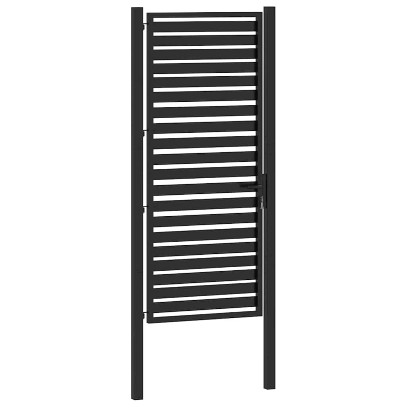 Gartentor Abschließbar Schwarz 100x200 cm Aluminium