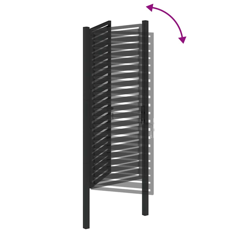 Gartentor Abschließbar Schwarz 100x200 cm Aluminium
