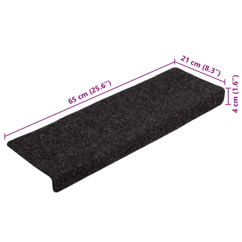 Stufenmatten Selbstklebend 20 Stk. Schwarz 65x21x4 cm