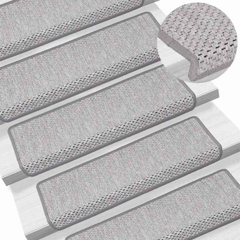 Stufenmatten Selbstklebend Sisal-Optik 30Stk. 65x21x4cm Platina