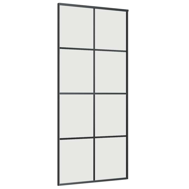 Schiebetür mit Beschlag Schwarz 90x205 cm ESG-Glas