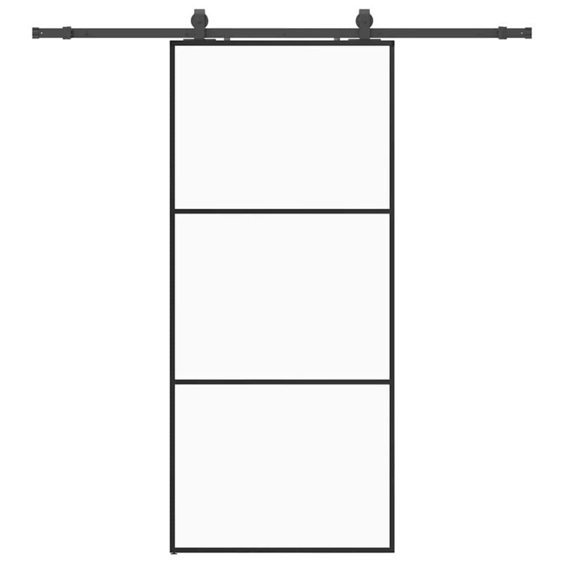 Schiebetür mit Beschlag Schwarz 90x205 cm ESG-Glas