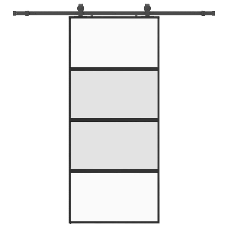 Schiebetür mit Beschlag Schwarz 90x205 cm Hartglas