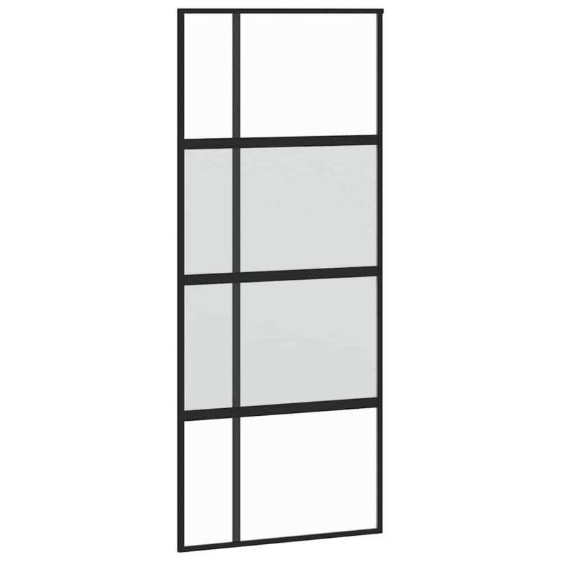 Schiebetür mit Beschlag Schwarz 90x205 cm Hartglas
