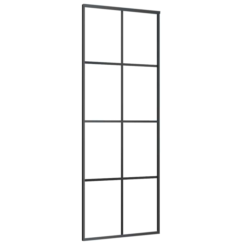 Schiebetür mit Beschlag Schwarz 76x205 cm ESG-Glas