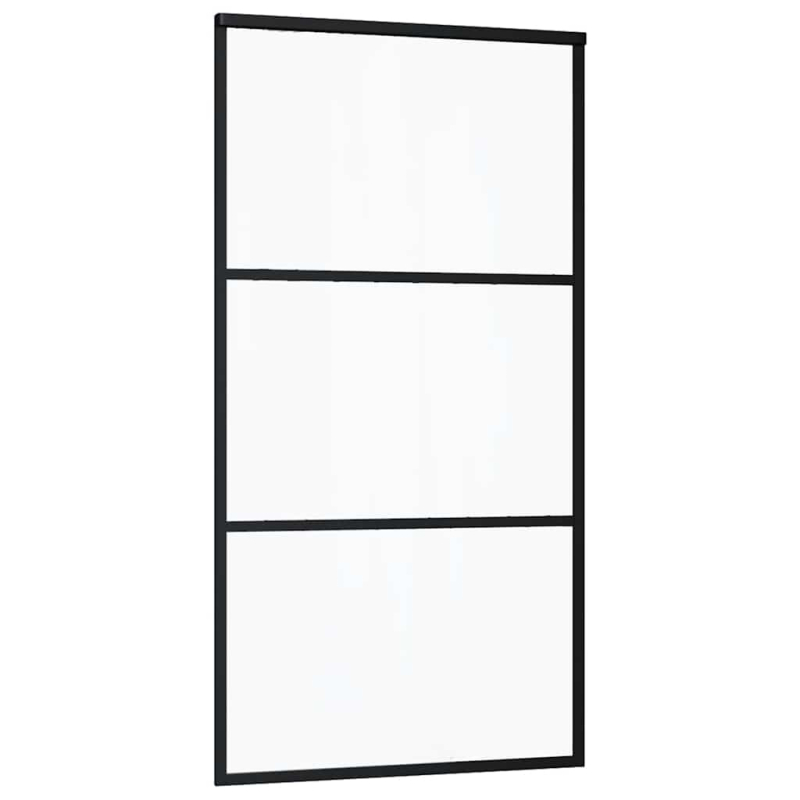 Schiebetür mit Beschlag Schwarz 102x205 cm ESG-Glas