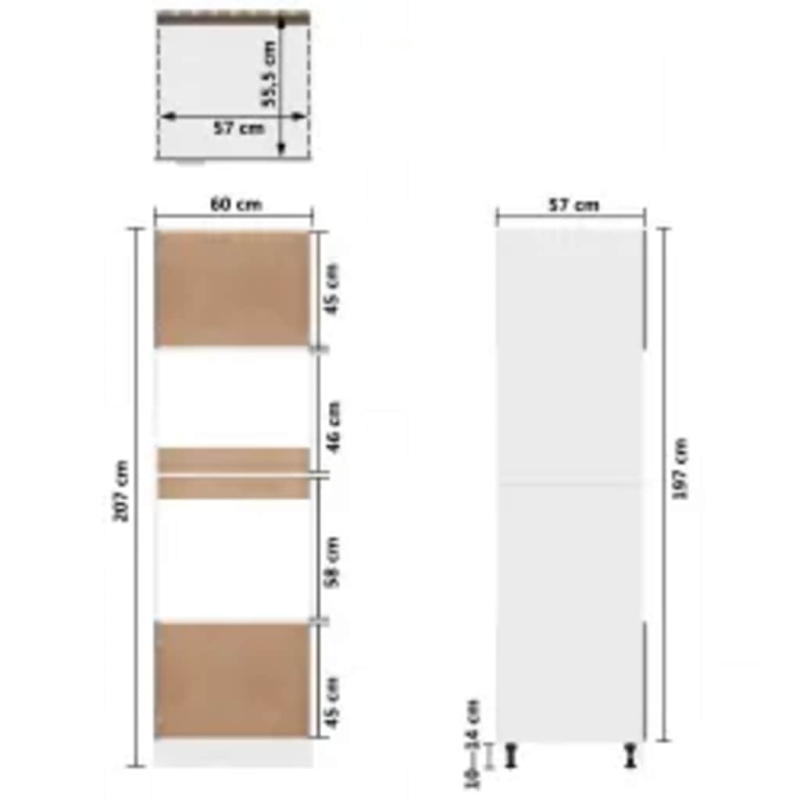 Mikrowellenumbauschrank Lyon Weiß 60x57x207 cm Holzwerkstoff