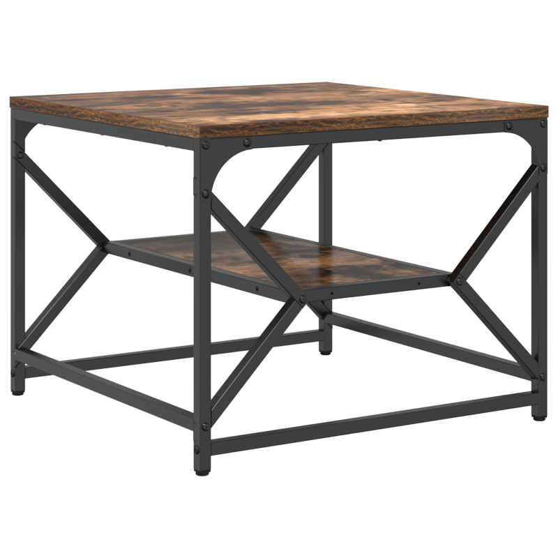 Couchtisch mit Regal in Rauch-Eiche 51x50x40 cm aus Faserholz