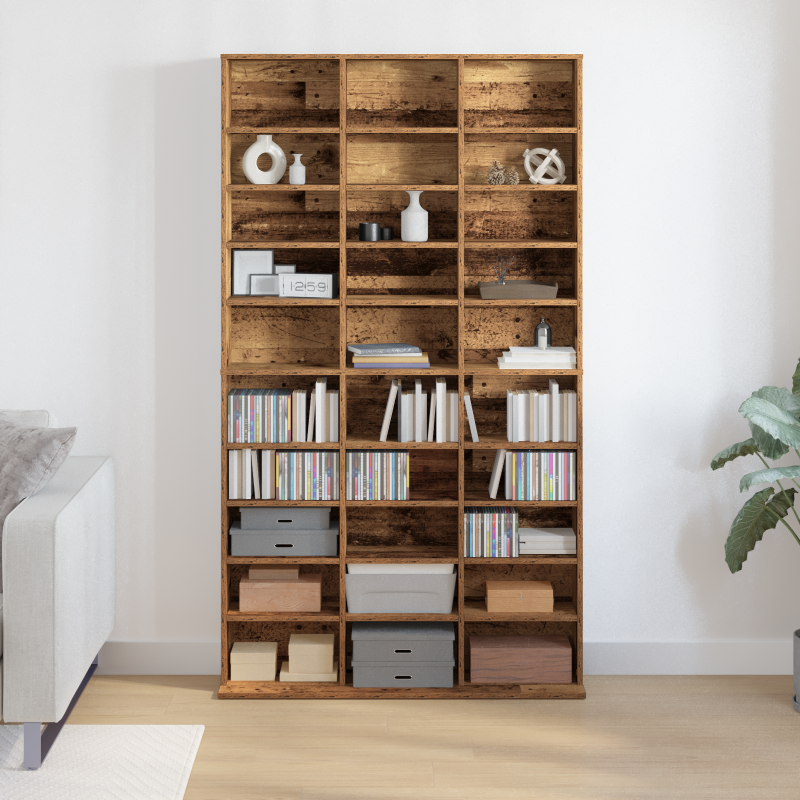 CD Schrank - Altes Holz - 101x23x177,5 cm - Holzwerkstoff