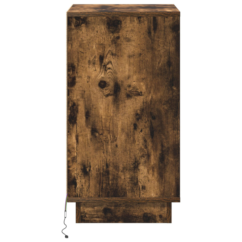 Nachttisch mit LED Geräuchert Eiche 39x34.5x65 cm Werkstoff Holz