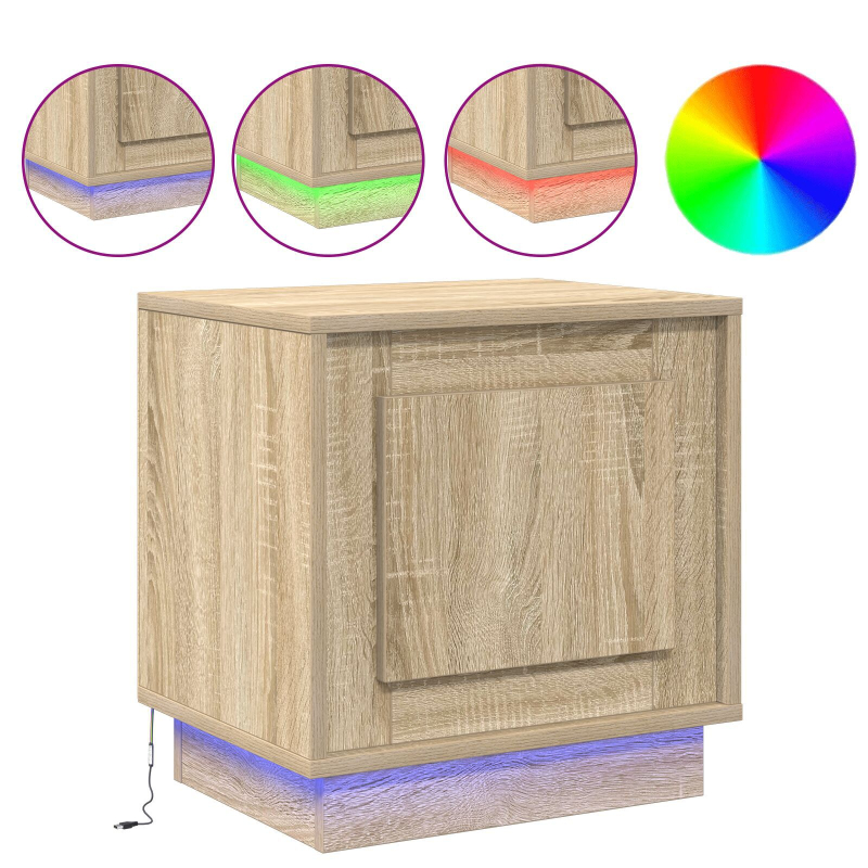 Nachttisch mit LED-Lichtern Sonoma Eiche 44x34,5x45 cm