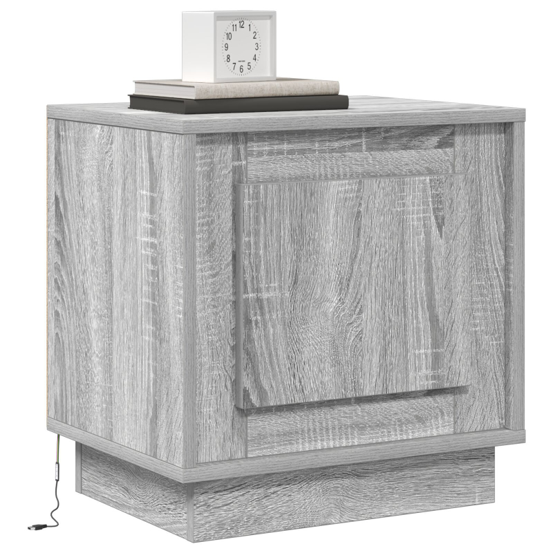 Nachttische mit LED-Lichtern 2 Stück Grau Sonoma 44x34,5x45 cm