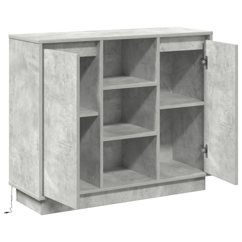 Sideboard mit LED in Beton Grau 90x32x75 cm aus Holzwerkstoff