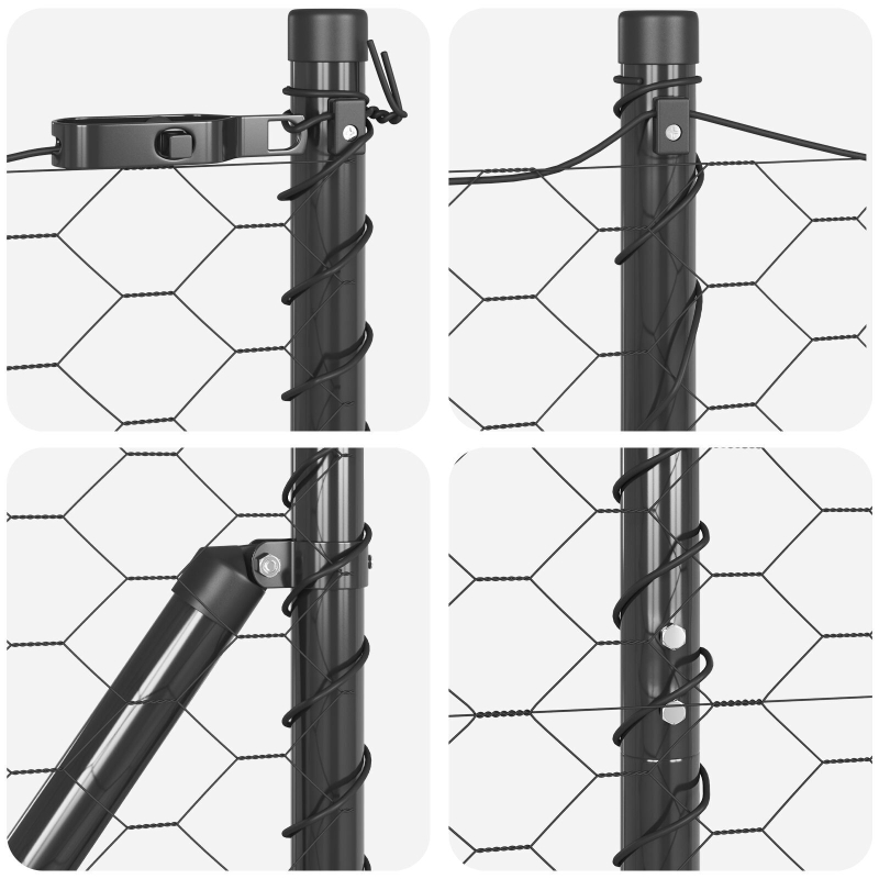 Zaunset Set aus 2 Grau Stahl 25 x 1,5 m Langlebig Zaunset